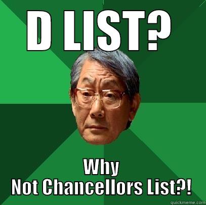 D LIST? WHY NOT CHANCELLORS LIST?! High Expectations Asian Father