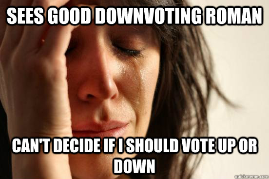 Sees good Downvoting roman can't decide if i should vote up or down  First World Problems