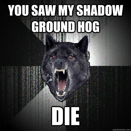You saw my shadow ground hog die  Insanity Wolf