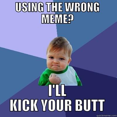 USING THE WRONG MEME? I'LL KICK YOUR BUTT Success Kid