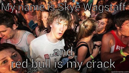 MY NAME IS SKYE WAGSTAFF  AND RED BULL IS MY CRACK Sudden Clarity Clarence