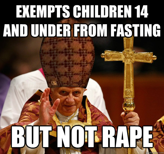 Exempts children 14 and under from fasting but not rape  
