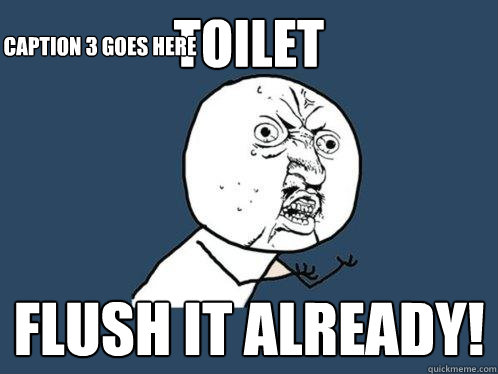 toilet flush it already! Caption 3 goes here  Y U No