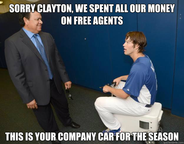 Sorry Clayton, We spent all our money on Free Agents This is your company car for the season  Astonished Clayton Kershaw