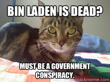 Bin Laden is dead? Must be a government conspiracy.  