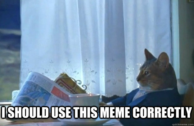 I should use this meme correctly  Sophisticated Cat