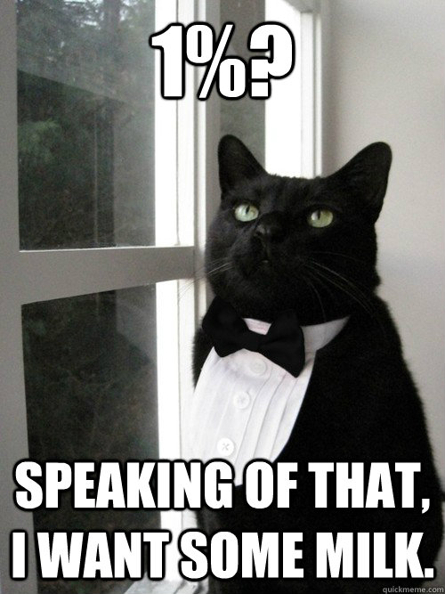 1%? Speaking of that, I want some milk.  One Percent Cat