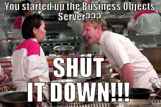 YOU STARTED UP THE BUSINESS OBJECTS SERVER??? SHUT IT DOWN!!! Gordon Ramsay