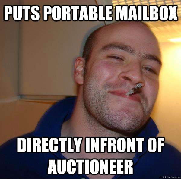 Puts portable mailbox directly infront of auctioneer - Puts portable mailbox directly infront of auctioneer  Misc