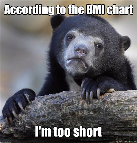 According to the BMI chart I'm too short  Confession Bear