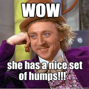 wow she has a nice set
 of humps!!!  Creepy Wonka