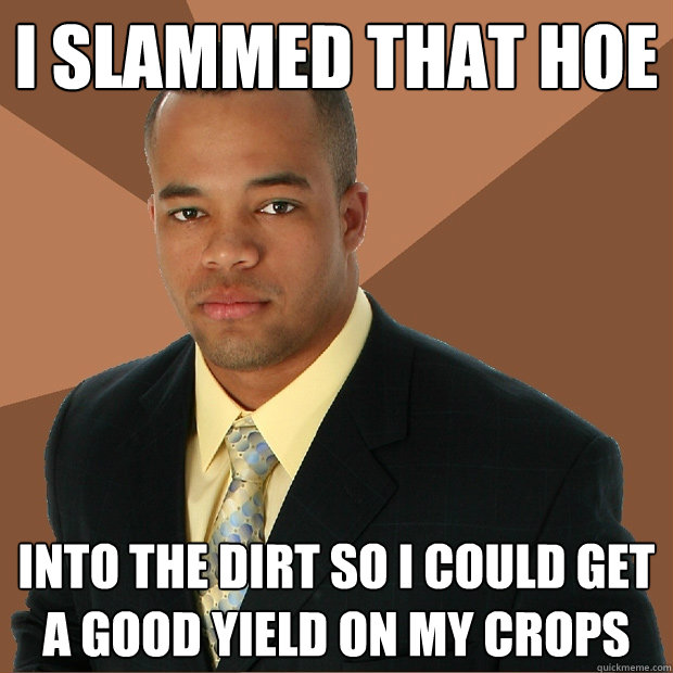 I SLAMMED THAT HOE INTO THE DIRT SO I COULD GET A GOOD YIELD ON MY CROPS  Successful Black Man