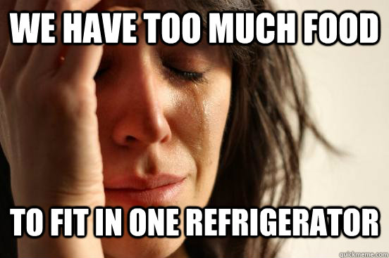 We have too much food to fit in one refrigerator   First World Problems