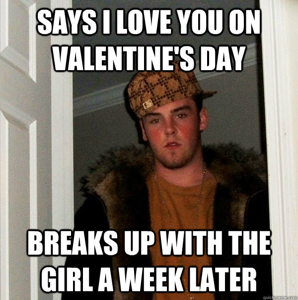 Says I Love You On Valentine's Day Breaks Up With the Girl a Week Later  Scumbag Steve