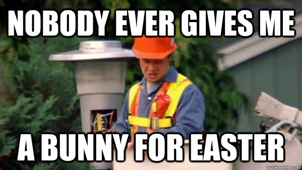 Nobody ever gives me a bunny for easter  Nobody Ever Pays Me