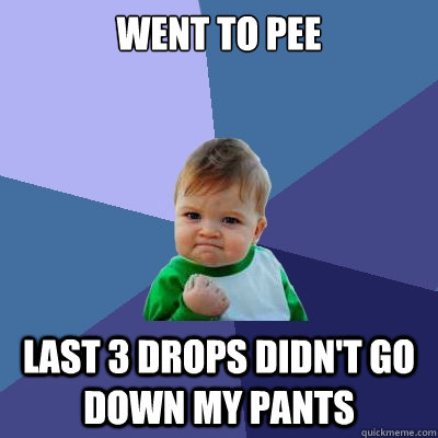 Went to pee Last 3 drops didn't go down my pants - Went to pee Last 3 drops didn't go down my pants  Success Kid