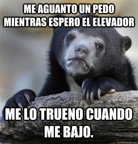 Me aguanto un pedo mientras espero el elevador Me lo trueno cuando me bajo.  Confession Bear
