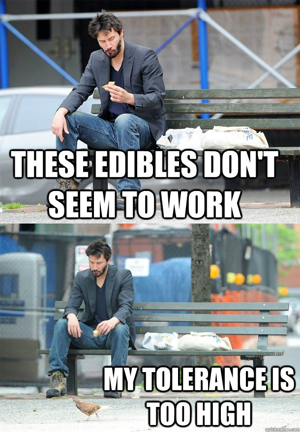 these edibles don't seem to work my tolerance is too high - these edibles don't seem to work my tolerance is too high  Sad Keanu
