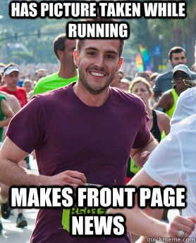 Has picture taken while running makes front page news  Ridiculously photogenic guy