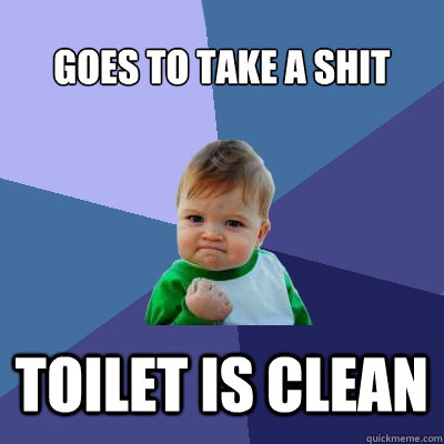 Goes to take a shit toilet is clean - Goes to take a shit toilet is clean  Success Kid