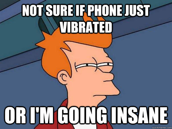 Not sure if phone just vibrated Or i'm going insane - Not sure if phone just vibrated Or i'm going insane  Futurama Fry