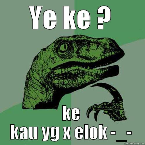 YE KE ? KE KAU YG X ELOK -_- Philosoraptor