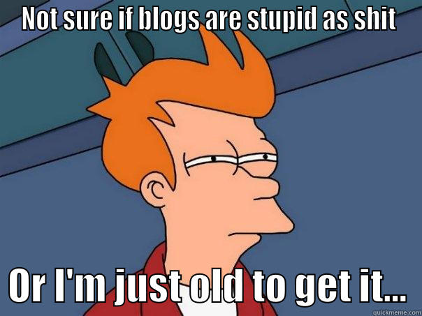 NOT SURE IF BLOGS ARE STUPID AS SHIT   OR I'M JUST OLD TO GET IT...  Futurama Fry