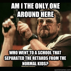 Am i the only one around here Who went to a school that separated the retards from the normal kids? - Am i the only one around here Who went to a school that separated the retards from the normal kids?  Misc