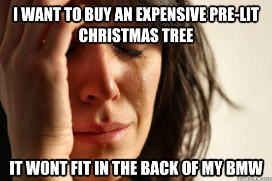 I want to buy an expensive pre-lit Christmas tree it wont fit in the back of my BMW  First World Problems