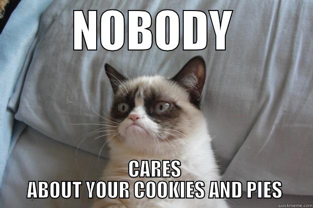 NOBODY CARES ABOUT YOUR COOKIES AND PIES Grumpy Cat