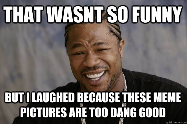 That wasnt so funny but i laughed because these meme pictures are too dang good  Xzibit meme