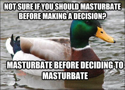 Not sure if you should masturbate before making a decision? Masturbate before deciding to masturbate  Actual Advice Mallard
