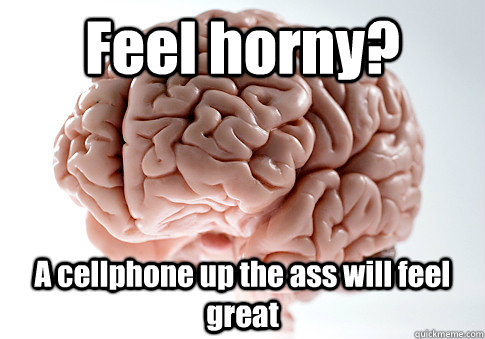 Feel horny? A cellphone up the ass will feel great  Scumbag Brain