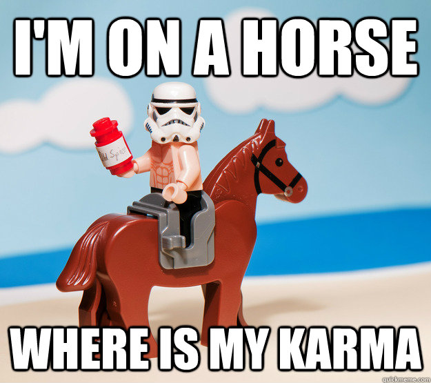I'm on a horse where is my karma   Karma Horse