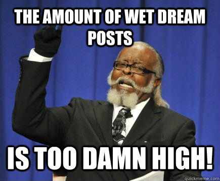 The amount of wet dream posts is too damn high!  Too Damn High