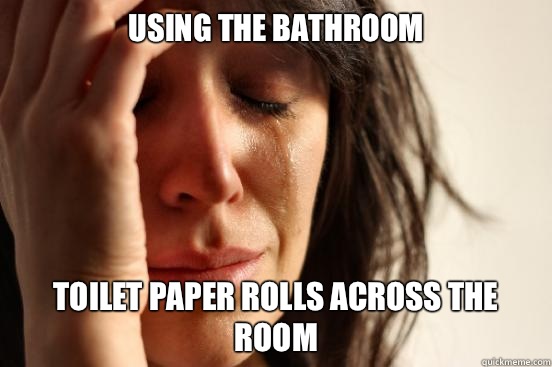 Using the bathroom Toilet paper rolls across the room  First World Problems