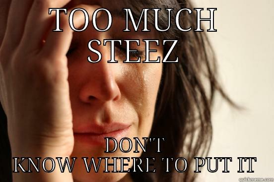 TOO MUCH STEEZ DON'T KNOW WHERE TO PUT IT First World Problems