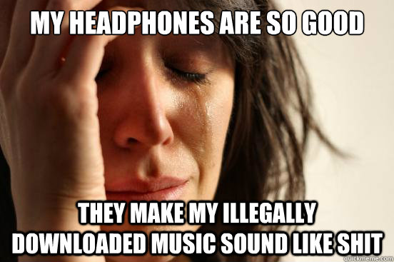 My headphones are so good they make my illegally downloaded music sound like shit  First World Problems