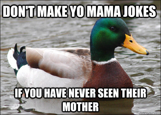 Don't make yo mama jokes if you have never seen their mother   Actual Advice Mallard