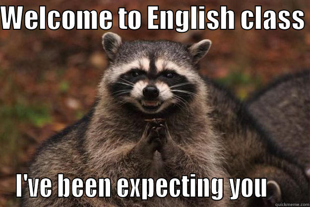 WELCOME TO ENGLISH CLASS  I'VE BEEN EXPECTING YOU      Evil Plotting Raccoon