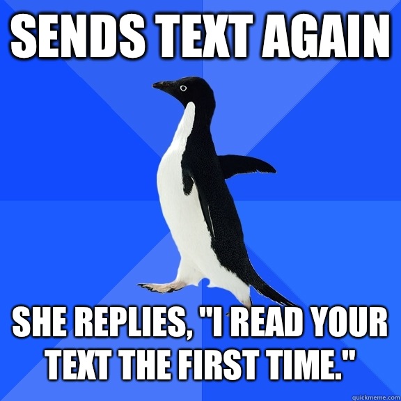 Sends text again She replies, 