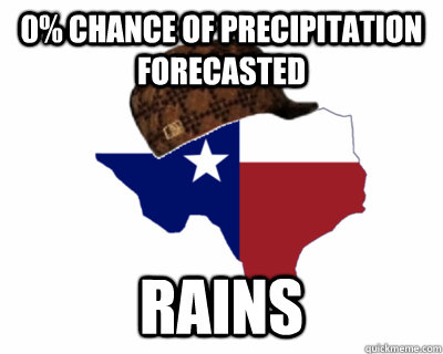 0% chance of precipitation forecasted  Rains  