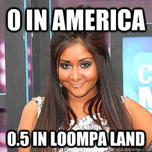 0 in America 0.5 in Loompa land  