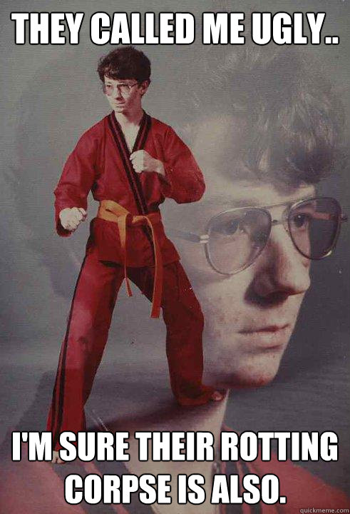 They called me ugly.. I'm sure their rotting corpse is also.   Karate Kyle