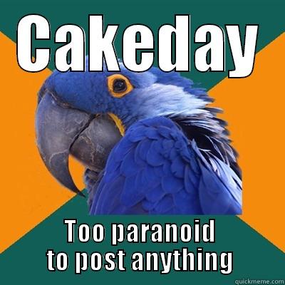 Paranoid cakeday parrot - CAKEDAY TOO PARANOID TO POST ANYTHING Paranoid Parrot