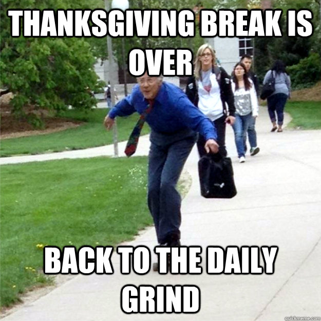 thanksgiving Break is over back to the daily grind  Skating Prof