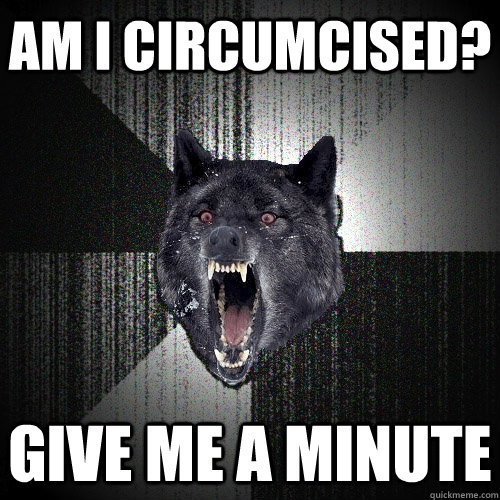 Am I circumcised? Give me a minute  Insanity Wolf