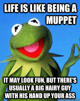 Life is like being a muppet It may look fun, but there's usually a big hairy guy with his hand up your ass - Life is like being a muppet It may look fun, but there's usually a big hairy guy with his hand up your ass  Philosophical Kermit