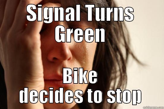 SIGNAL TURNS GREEN BIKE DECIDES TO STOP First World Problems