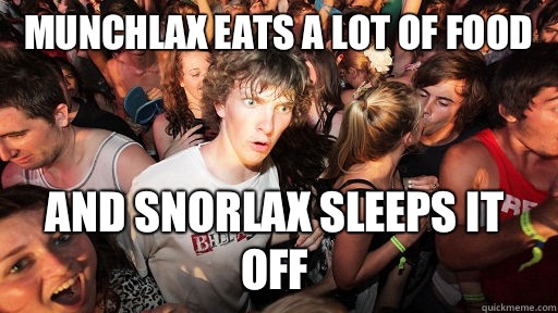 Munchlax eats a lot of food And snorlax sleeps it off  Sudden Clarity Clarence